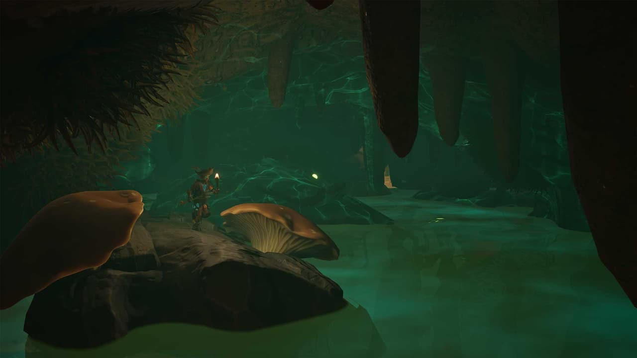 A shrunken Grounded 2 survivor exploring a vast park cave
