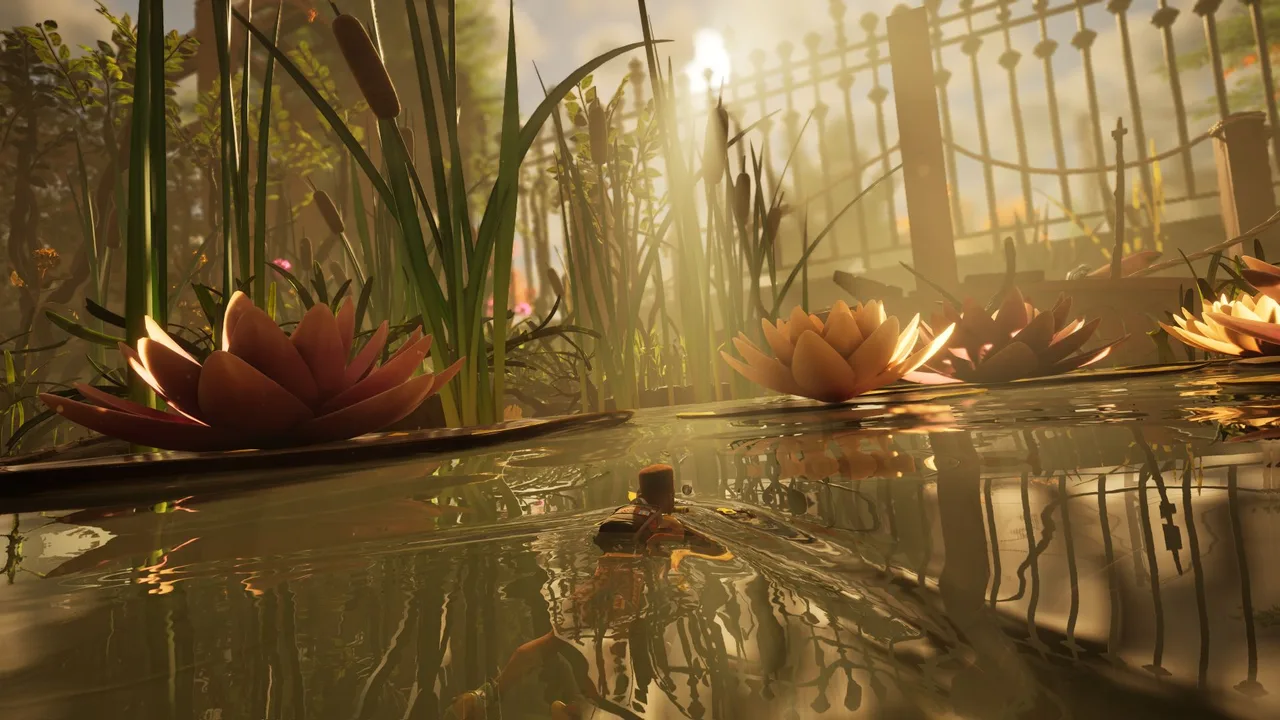 A Grounded 2 survivor swimming through the Into the Abyss pond